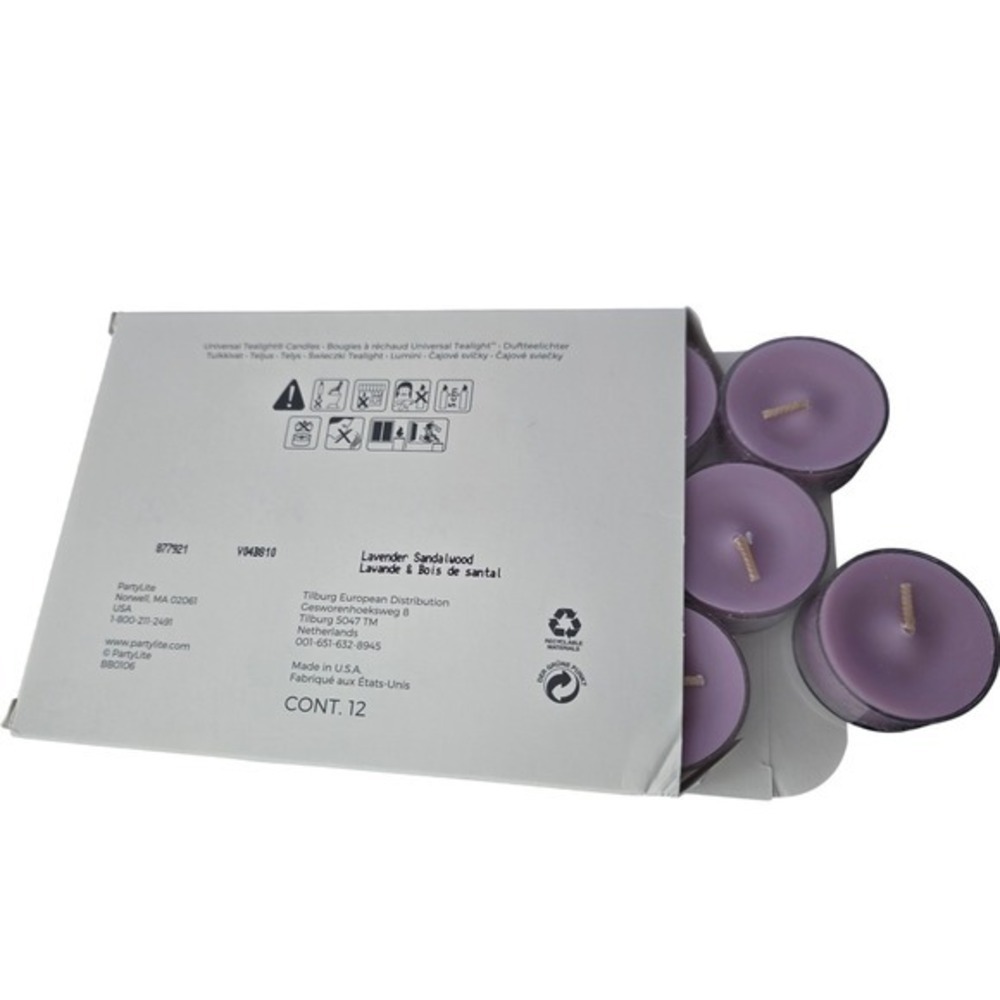 PartyLite Fresh‎ Home Lavender Sandalwood Tealight Candles 12ct V04B810 Purple